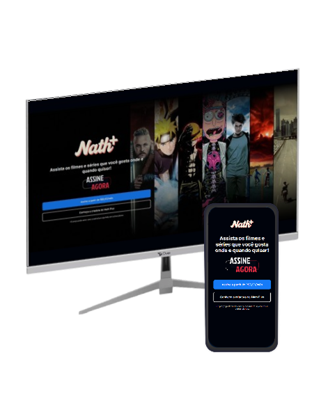 Um monitor e um celular com o Nath Plus aberto